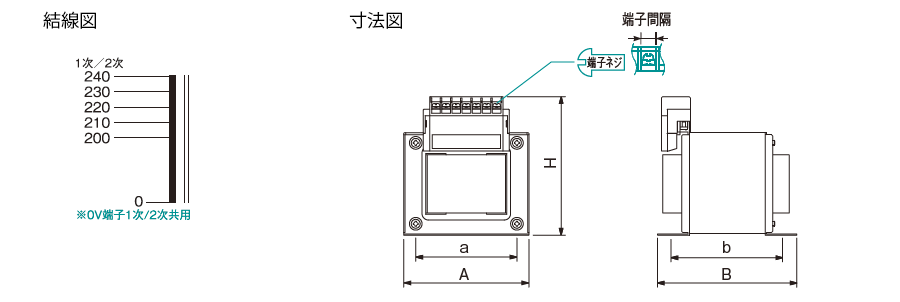 UD22 結線図、寸法図